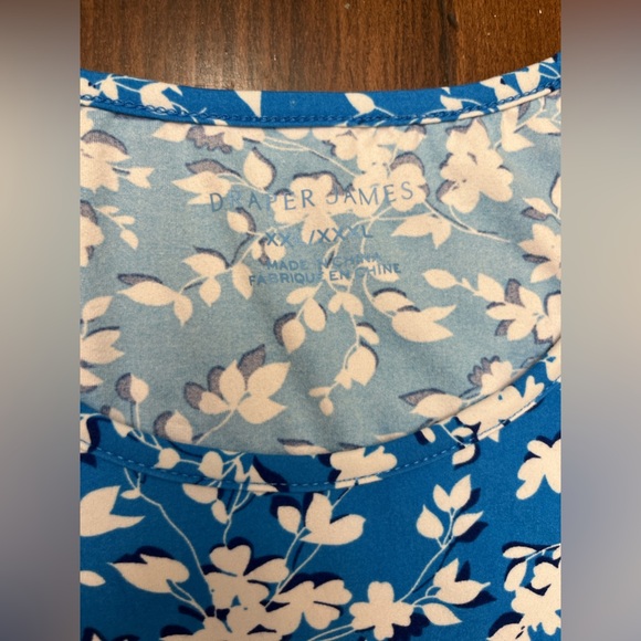 Draper James Lounge Dress Size XXL XXXL Knit Casual Shift Blue Floral Sleeveless - Picture 8 of 11
